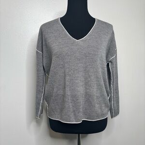 FRNCH Paris‎ Gray V Neck Wool Blend Sweater